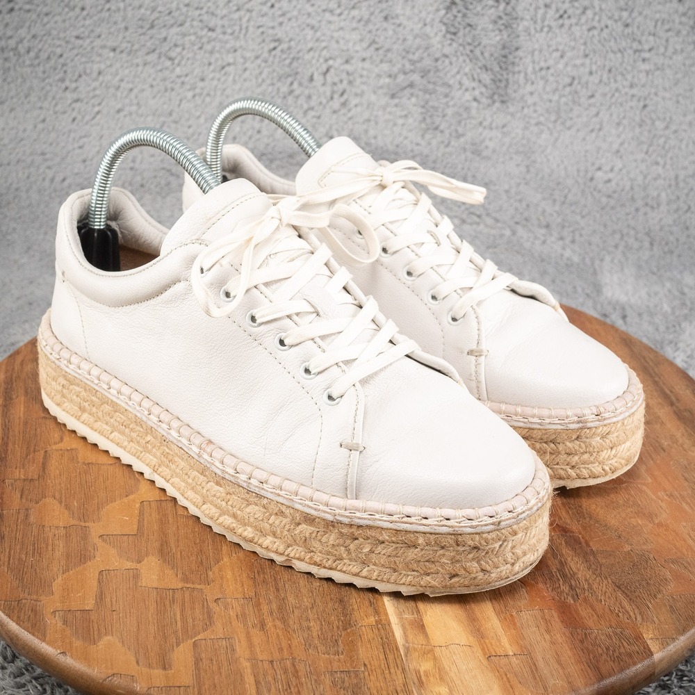 rag & bone White Leather Espadrille Platform Sneakers